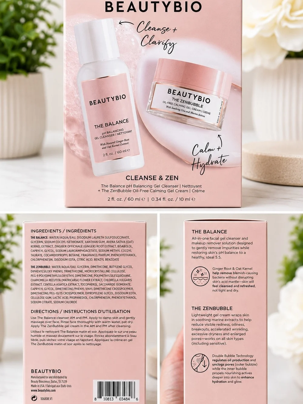 NWT BeautyBio The Balance Cleanser & The ZenBubble Gel Cream Set